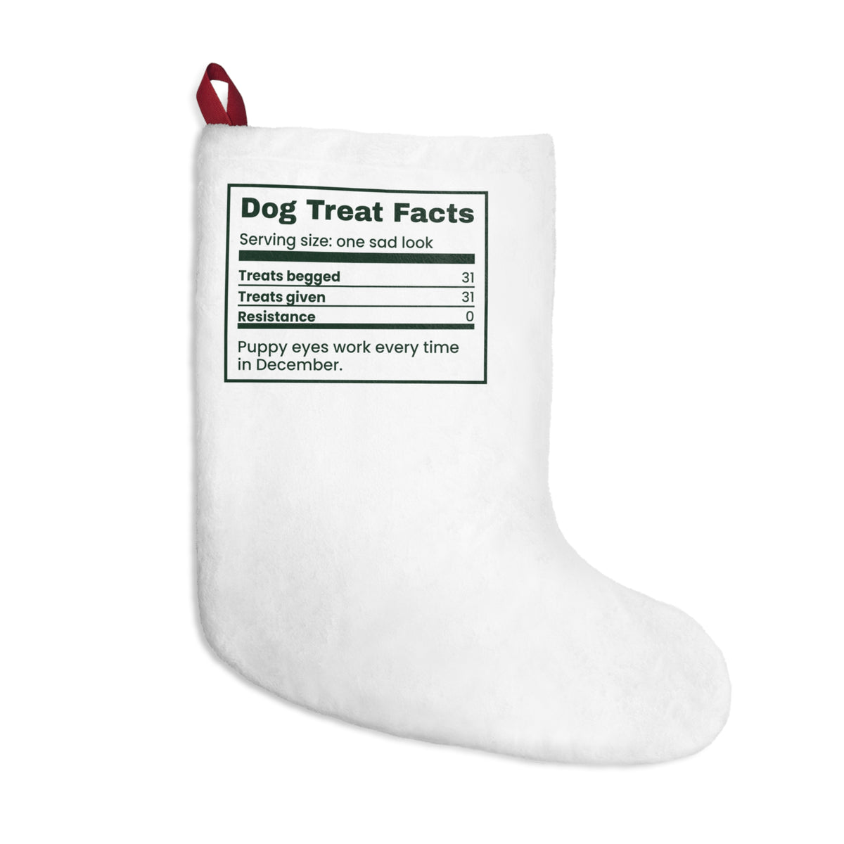 Funny Christmas Dog Christmas Stocking Dog Treat Nutrition Facts Label