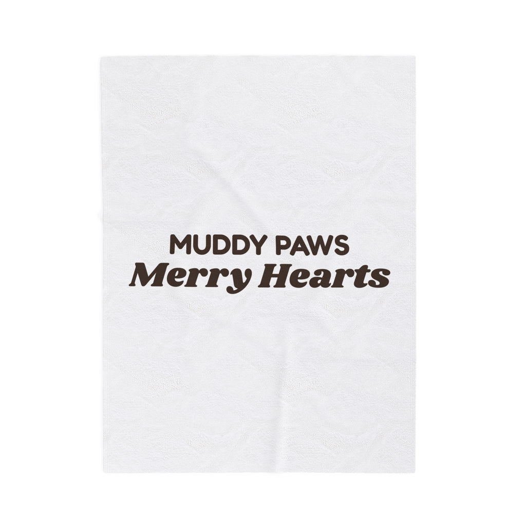 Christmas Dog Throw Blanket Muddy Paws Merry Hearts For Dog Lovers