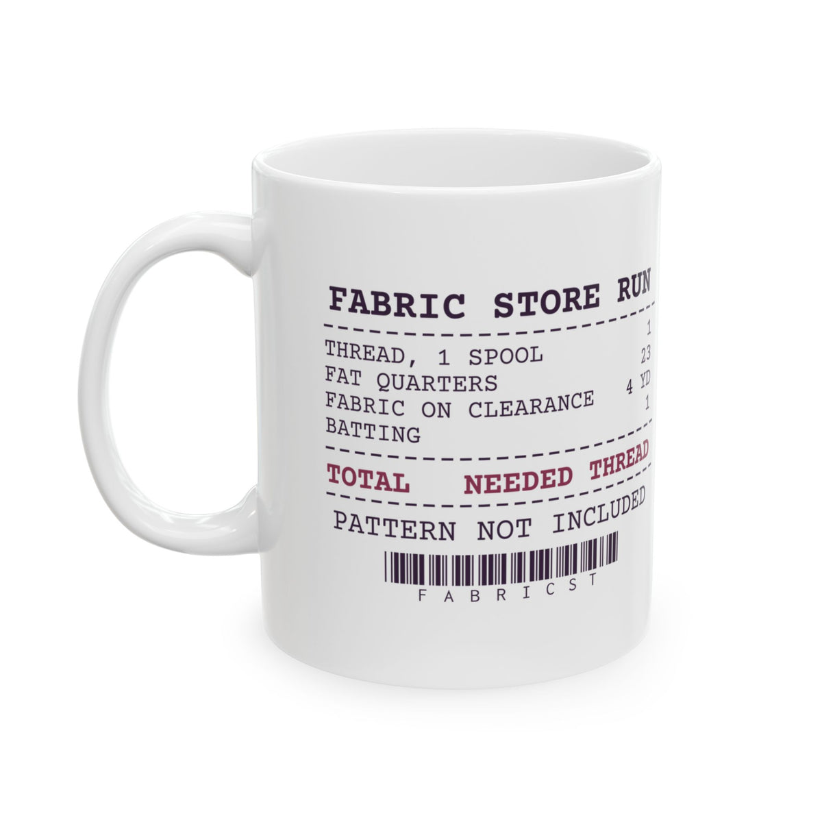 Funny Sewing Coffee Mug Fabric Store Receipt For Quilters
