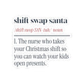 Funny Christmas Nurse Sticker Shift Swap Santa Dictionary Definition
