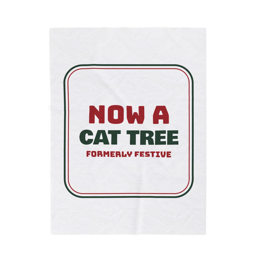 Funny Christmas Cat Throw Blanket Now A Cat Tree Formerly Festive
