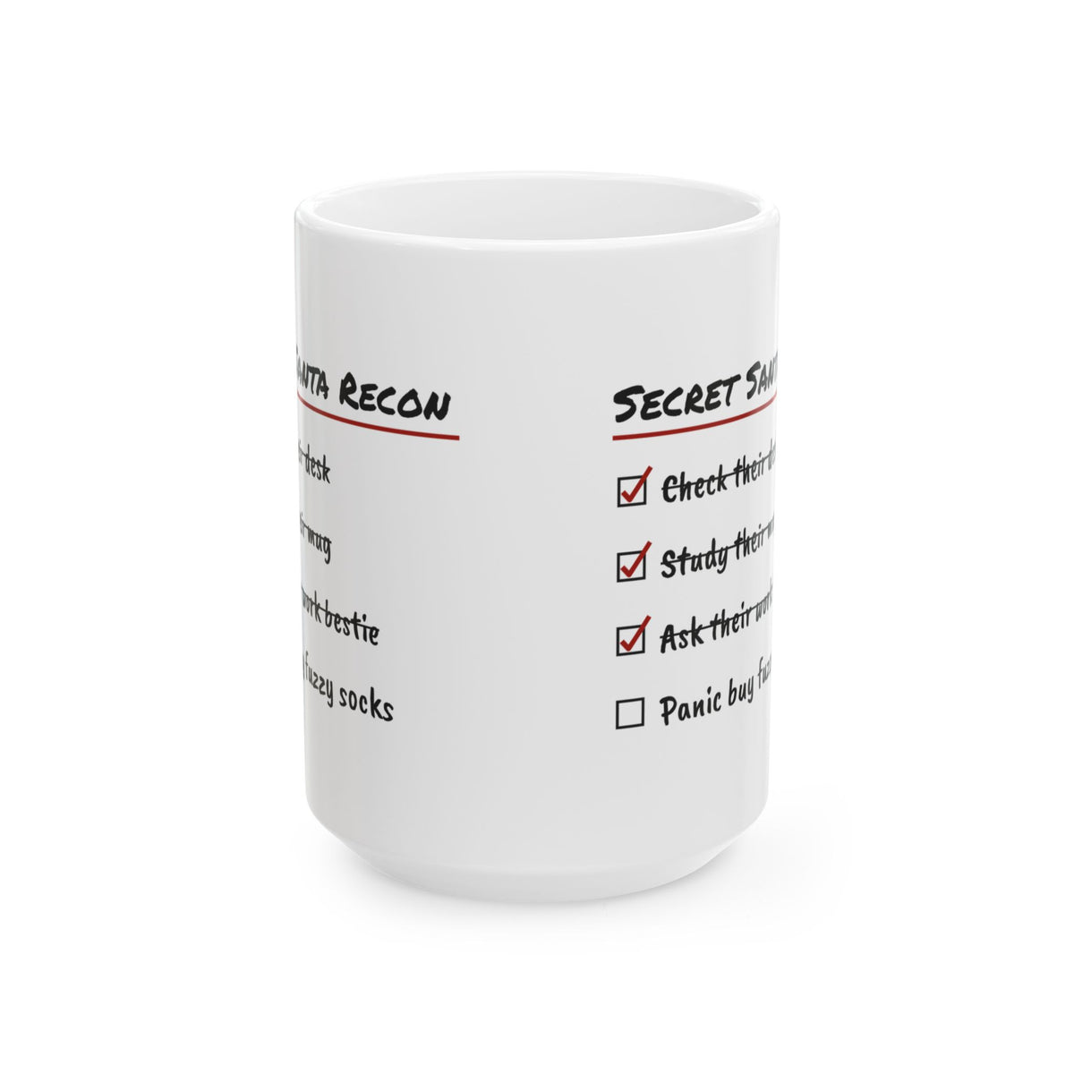 Funny Office Christmas Coffee Mug Secret Santa Recon Checklist