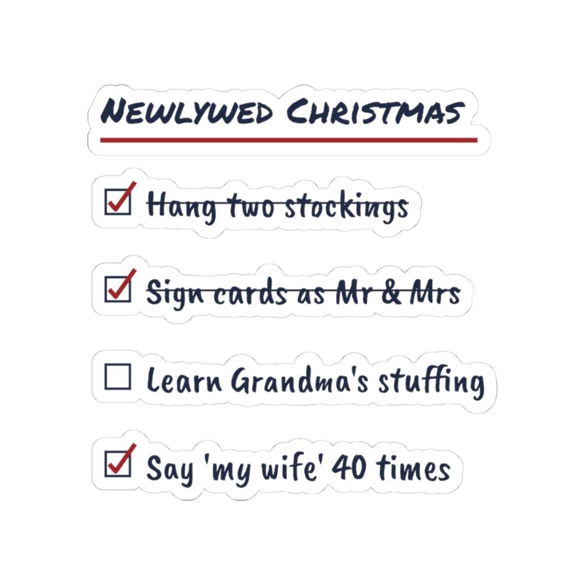 Funny Christmas Sticker Newlywed Christmas Checklist For New Husbands