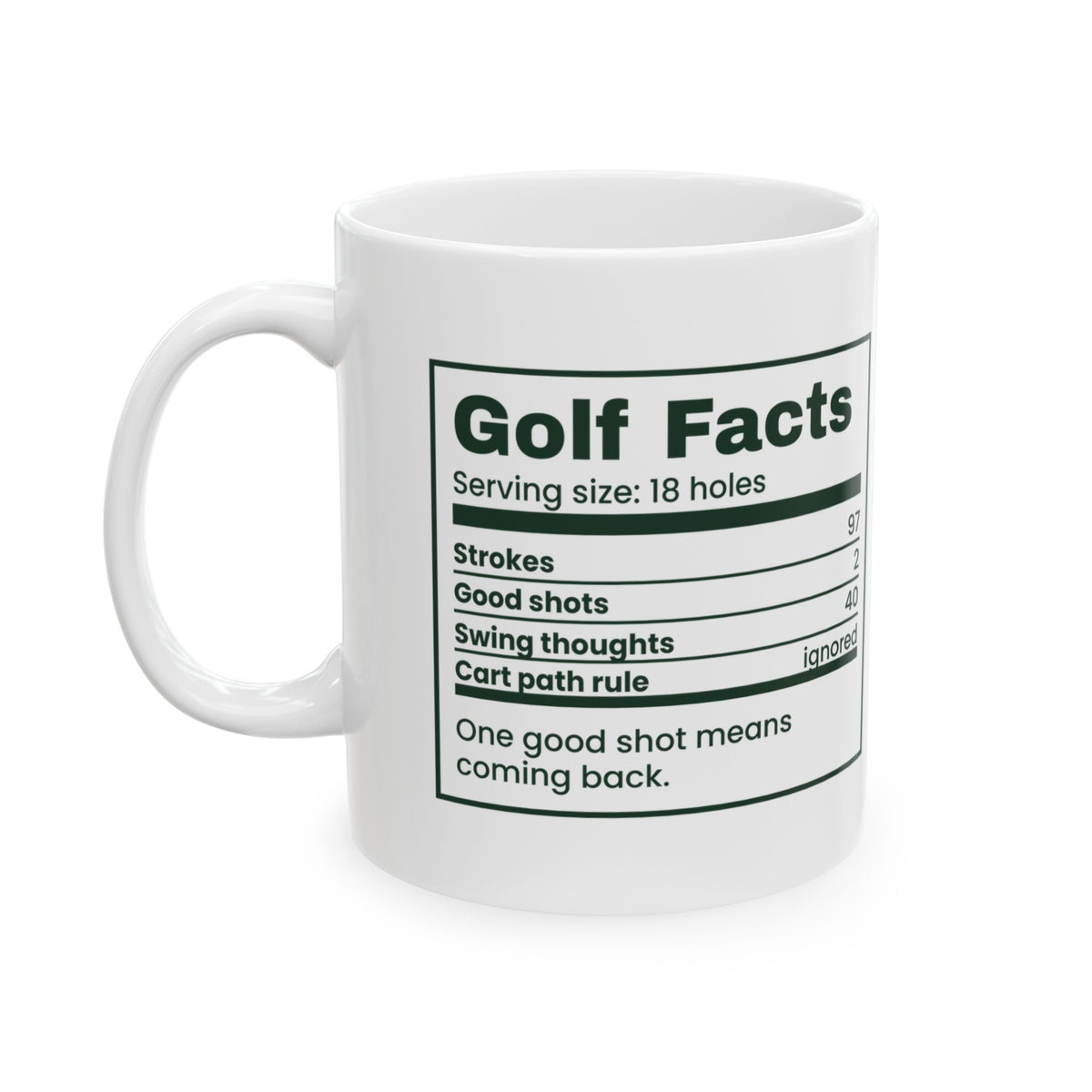 Funny Golf Coffee Mug Golf Facts Nutrition Label