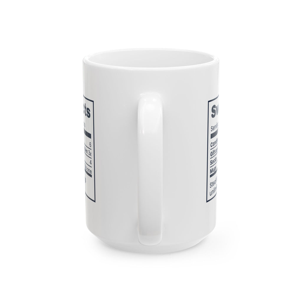 Funny White Elephant Coffee Mug Swap Nutrition Facts Label