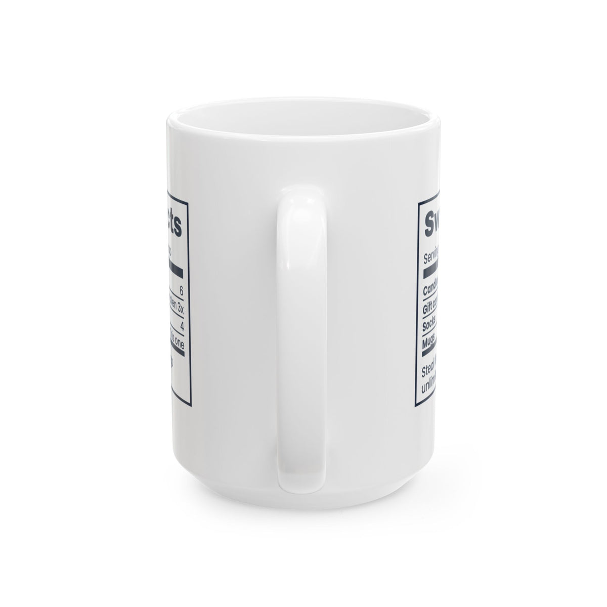 Funny White Elephant Coffee Mug Swap Nutrition Facts Label