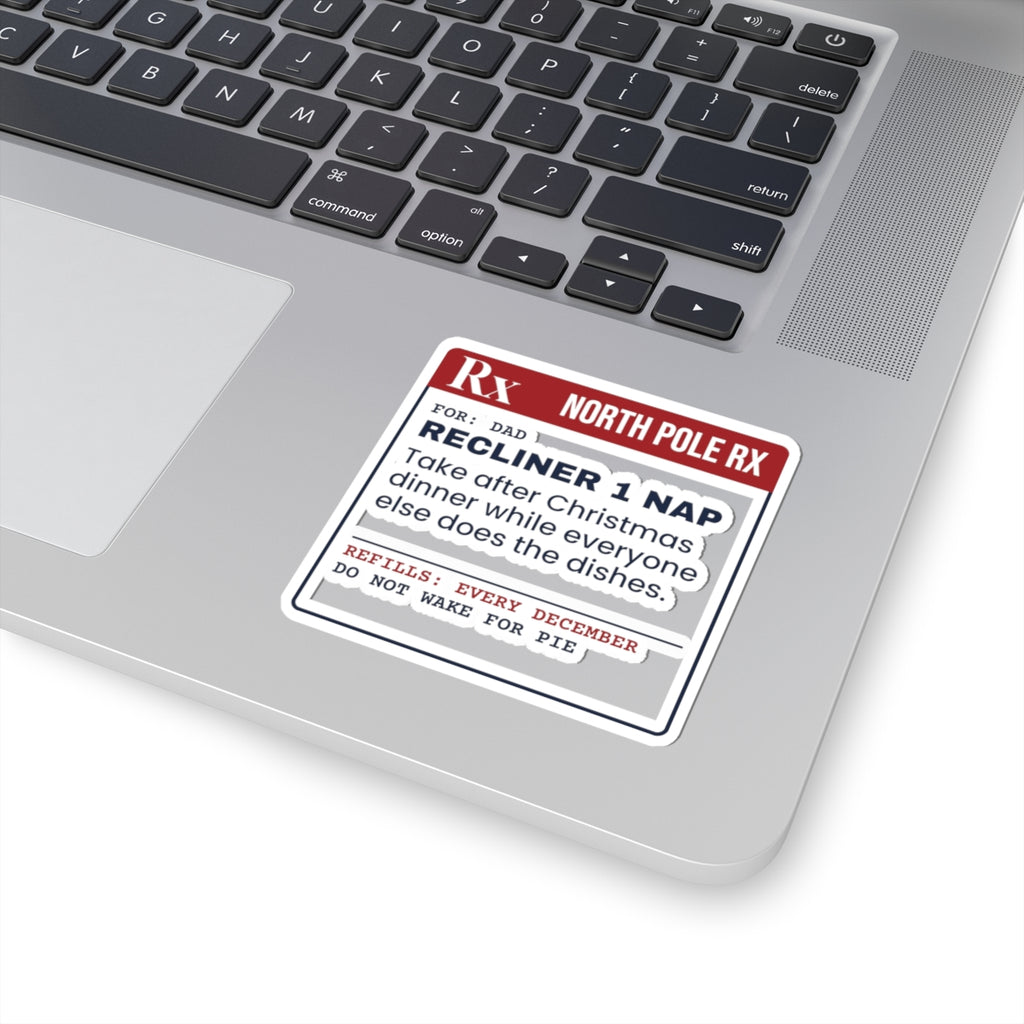Funny Christmas Dad Sticker Recliner Nap Prescription Label