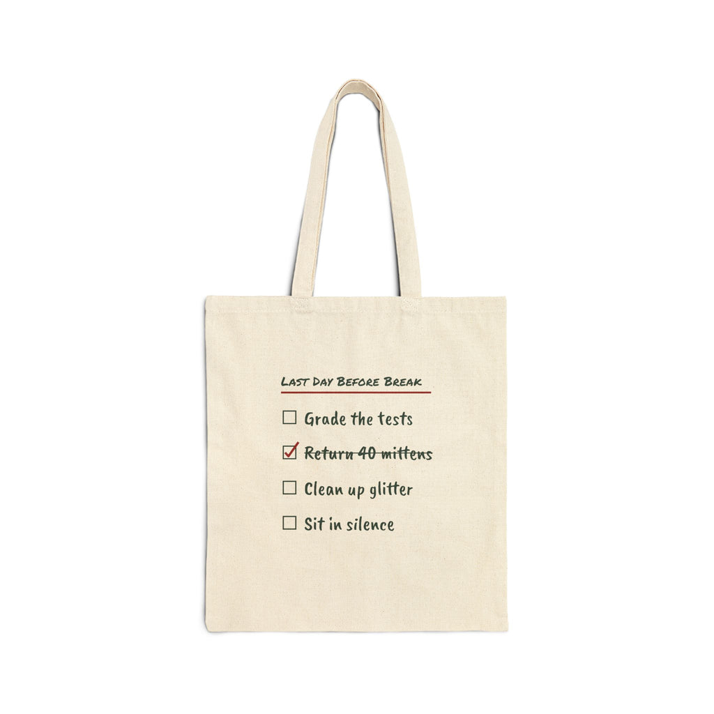 Funny Teacher Christmas Tote Bag Last Day Before Break Checklist