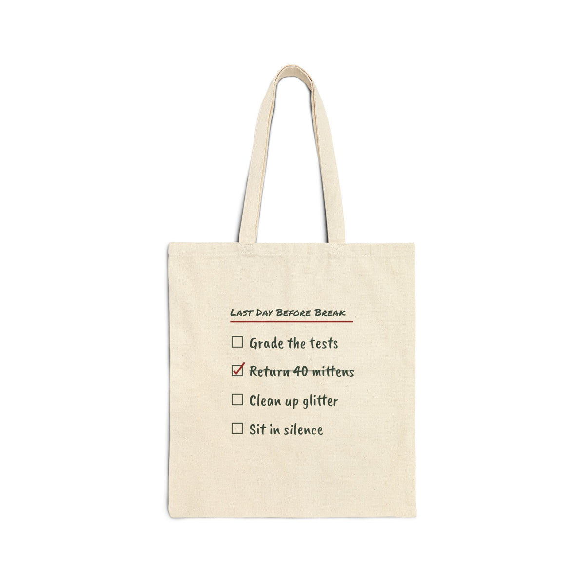 Funny Teacher Christmas Tote Bag Last Day Before Break Checklist
