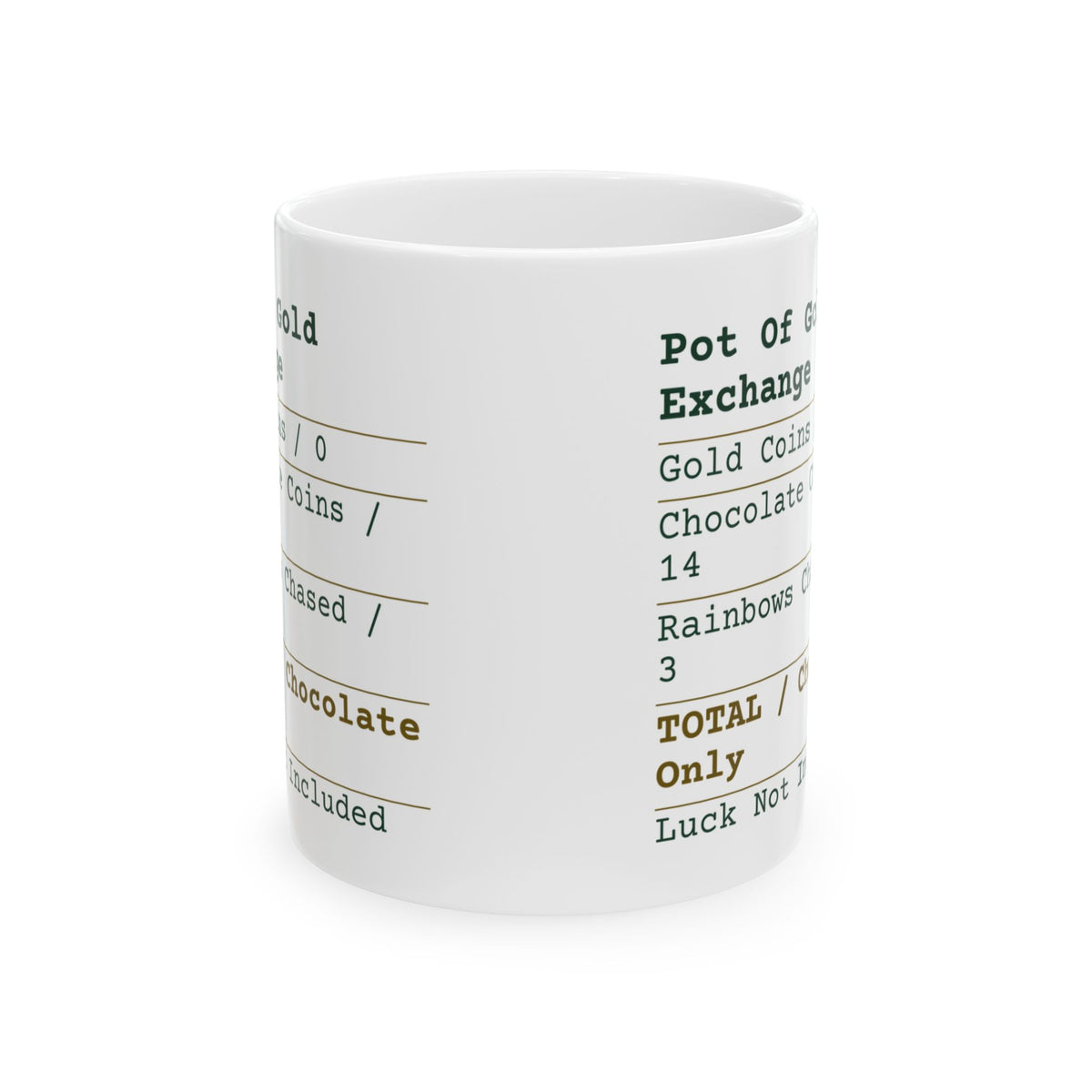 Funny St Patricks Day Coffee Mug Pot Of Gold Receipt Chocolate Coins