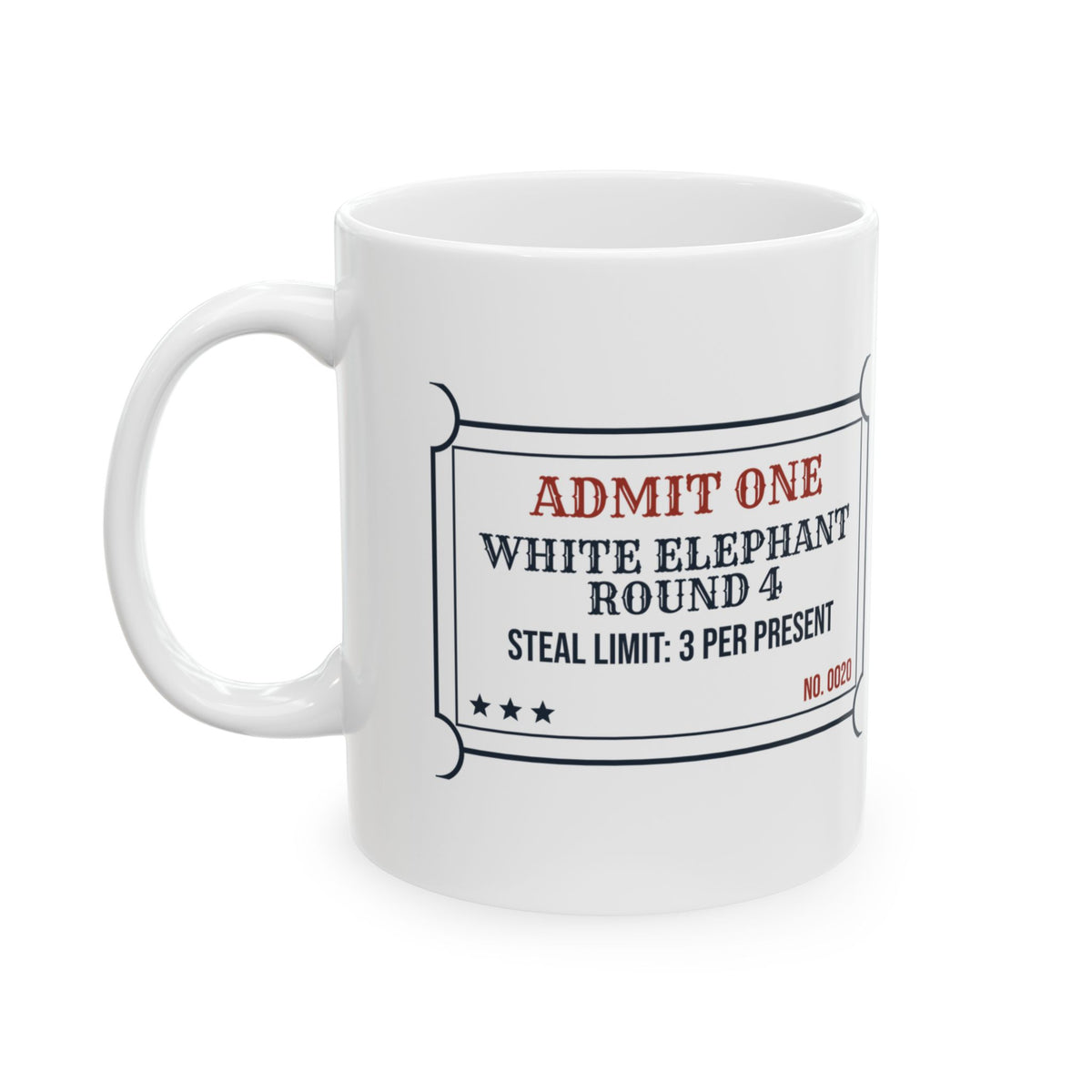 Funny Christmas Coworker Coffee Mug White Elephant Round 4 Ticket