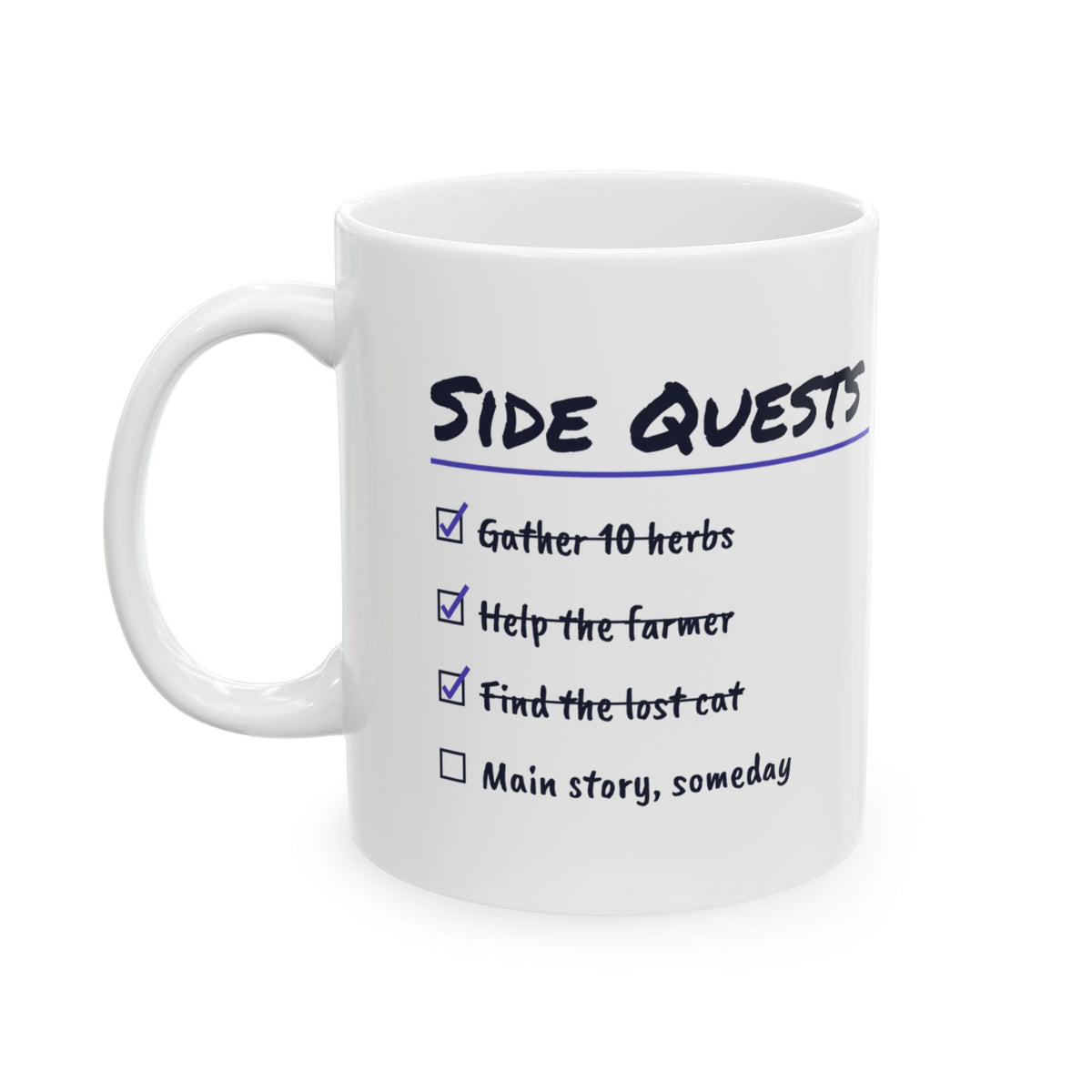Gamer Coffee Mug The Main Story Can Wait Side Quest Checklist