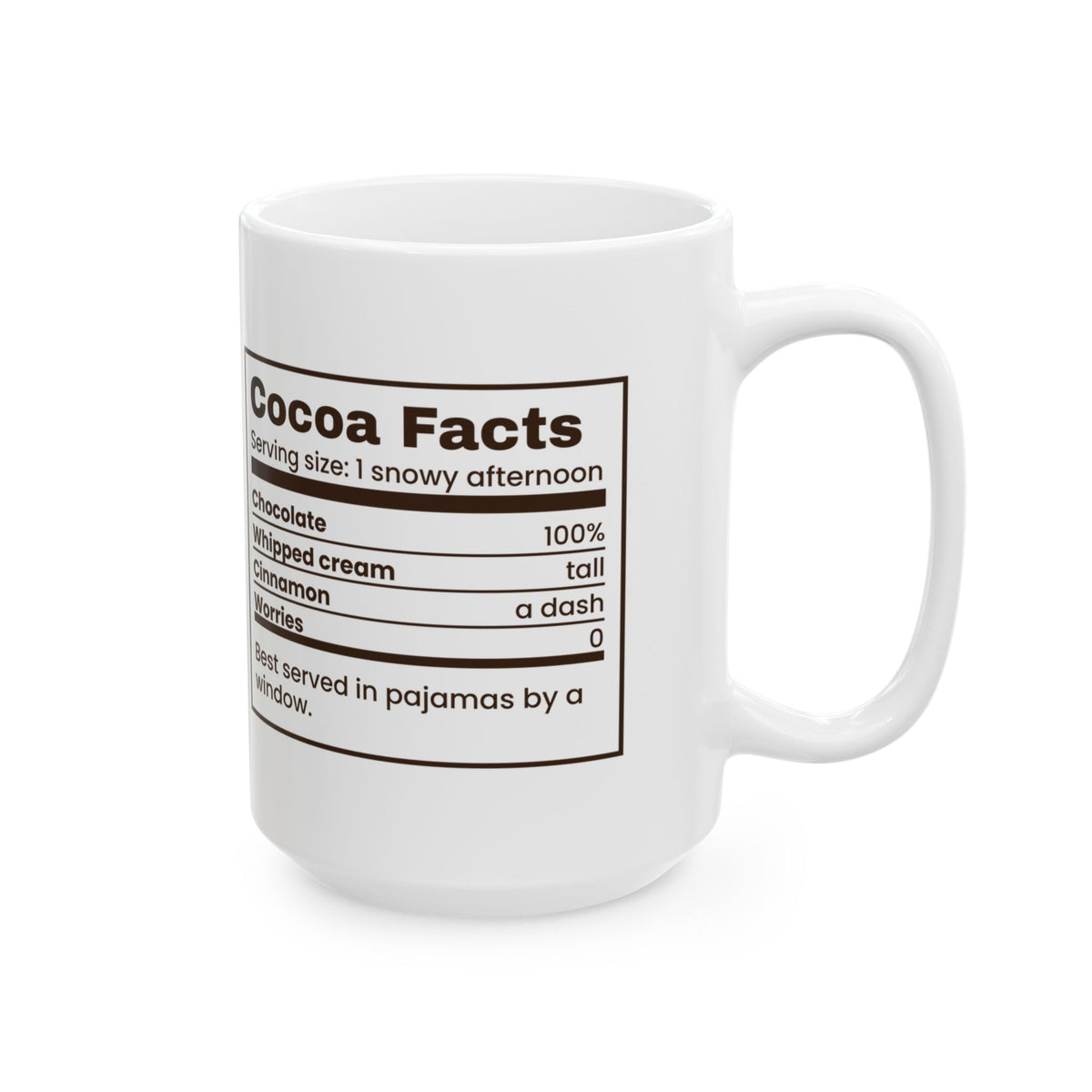 Hot Cocoa Coffee Mug Cocoa Facts Nutrition Label Worries Zero