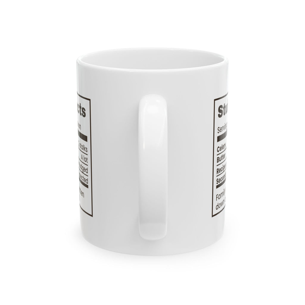 Funny Thanksgiving Host Coffee Mug Stuffing Facts Label