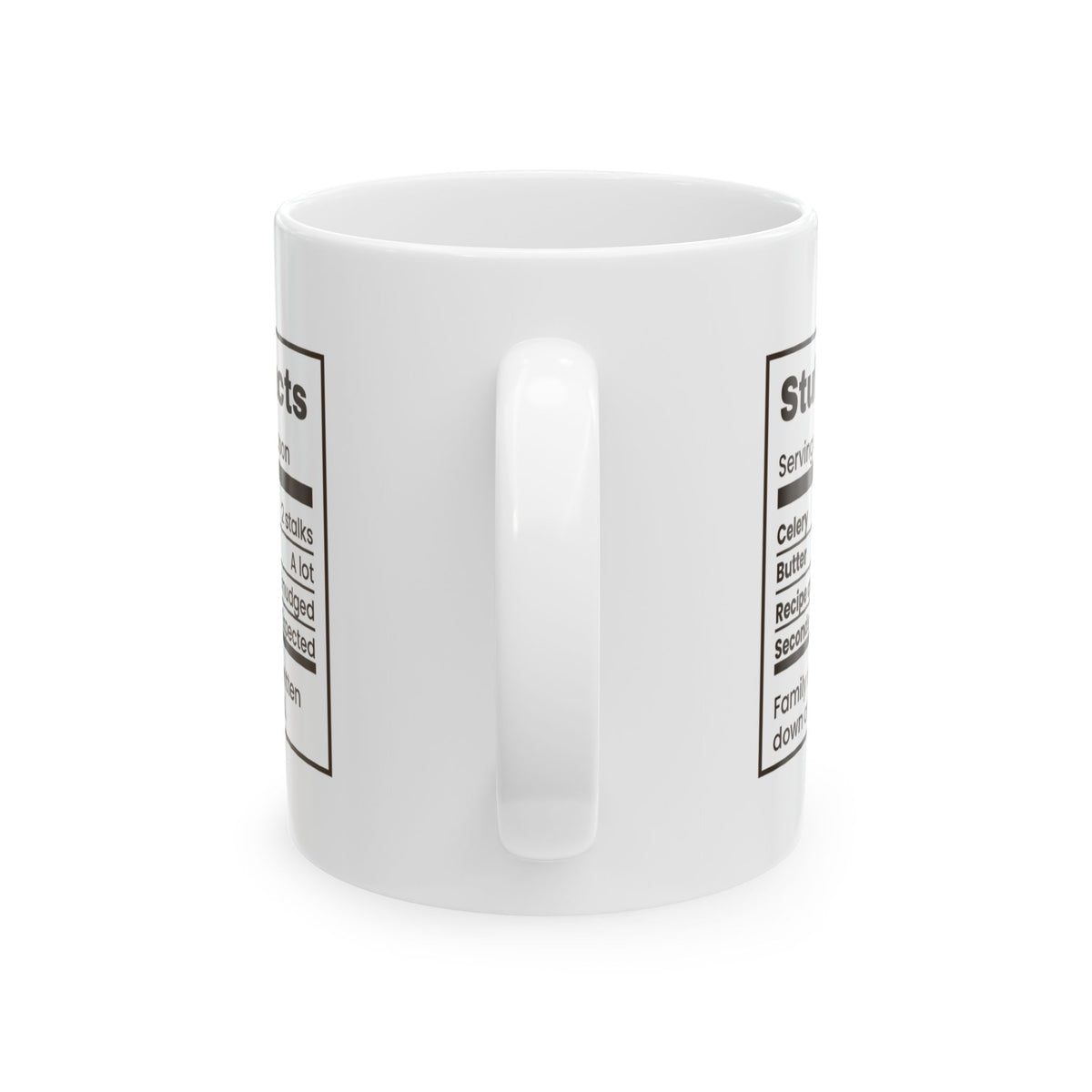 Funny Thanksgiving Host Coffee Mug Stuffing Facts Label