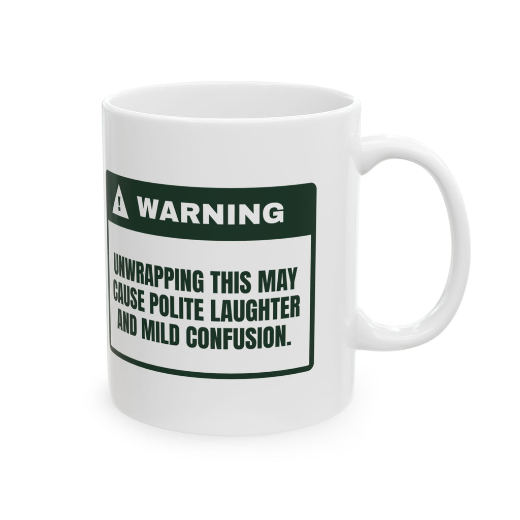 Funny White Elephant Coffee Mug May Cause Polite Laughter Warning