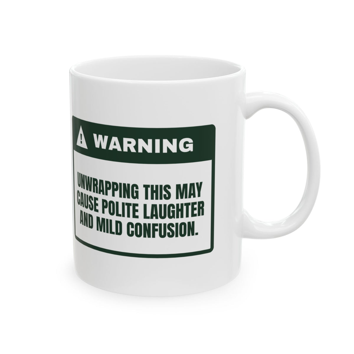 Funny White Elephant Coffee Mug May Cause Polite Laughter Warning
