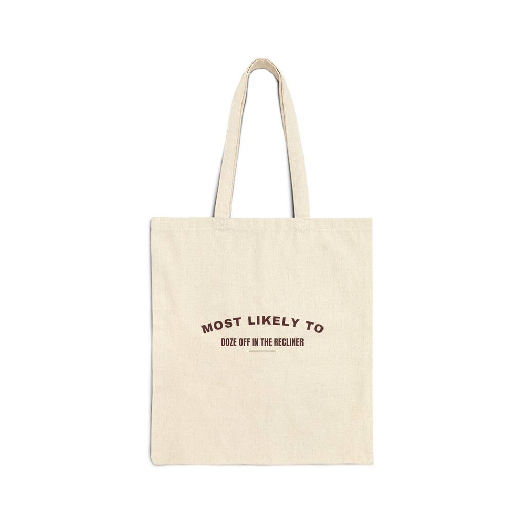 Funny Christmas Tote Bag Most Likely To Doze Off In The Recliner