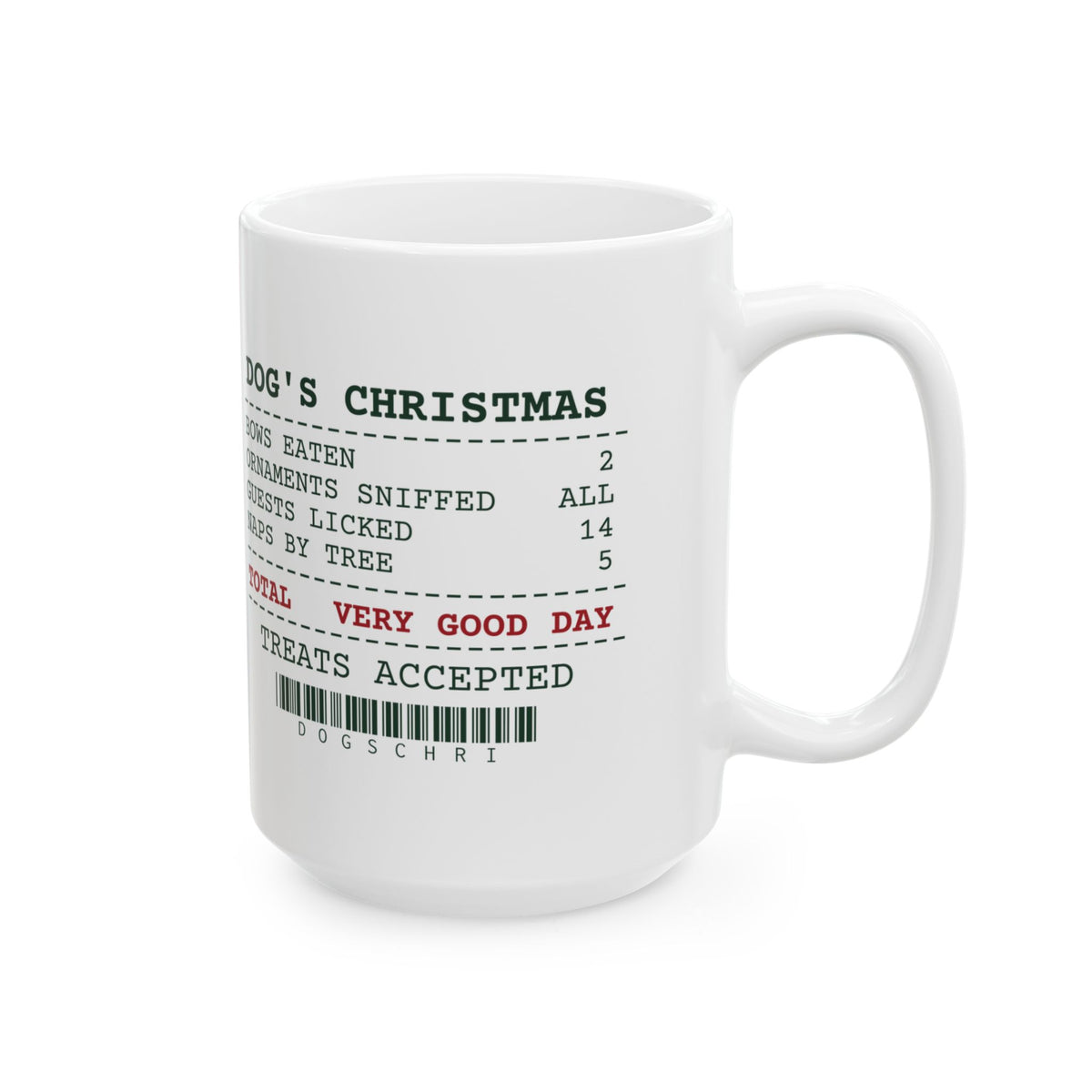 Funny Christmas Dog Coffee Mug Dog's Christmas Receipt For Dog Lovers
