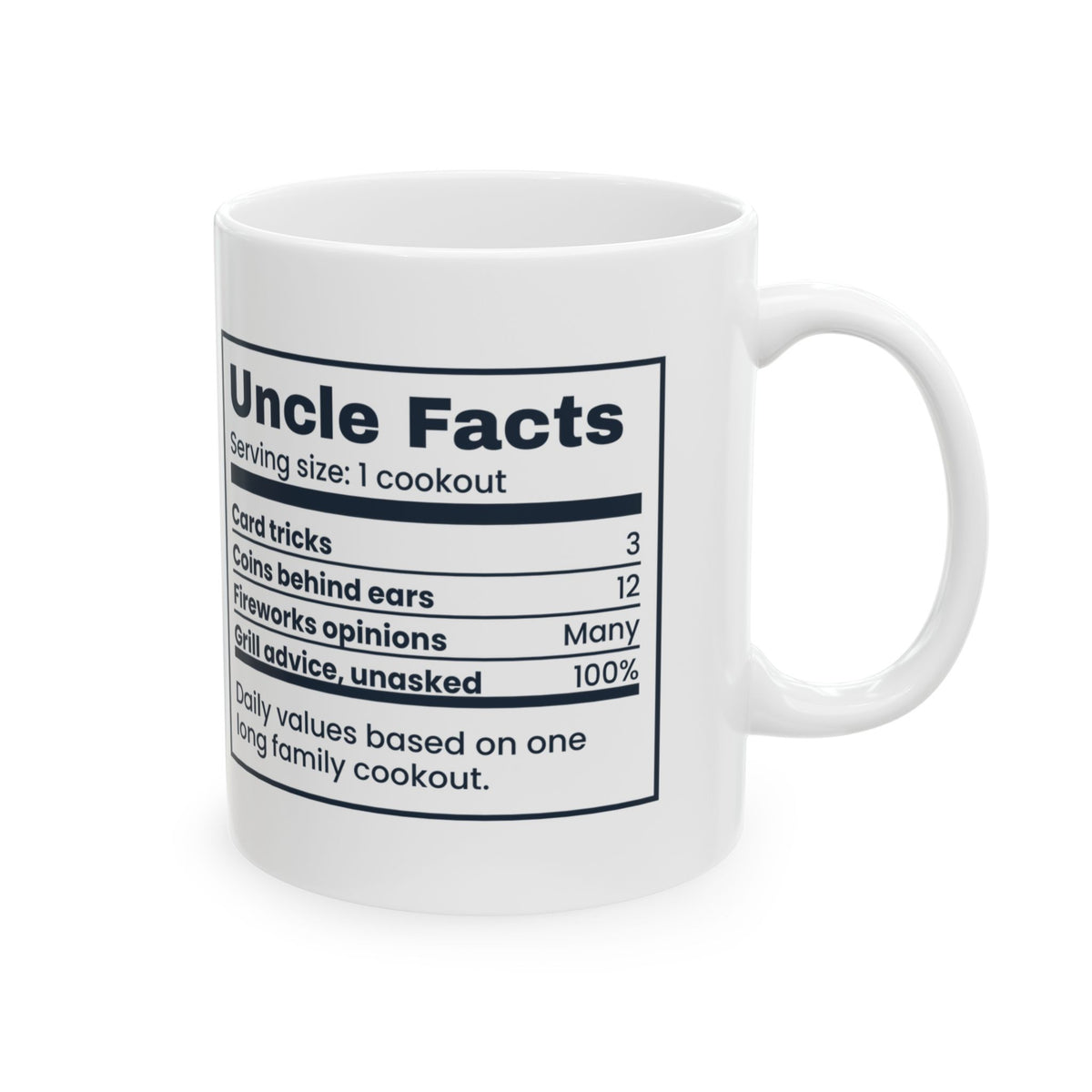 Funny Uncle Coffee Mug Uncle Facts Nutrition Label For Uncles