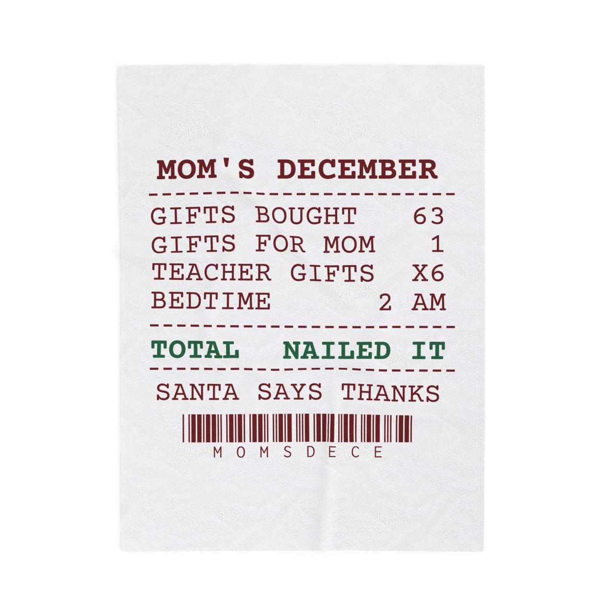 Funny Christmas Mom Throw Blanket Gifts Bought 63 Receipt For Moms