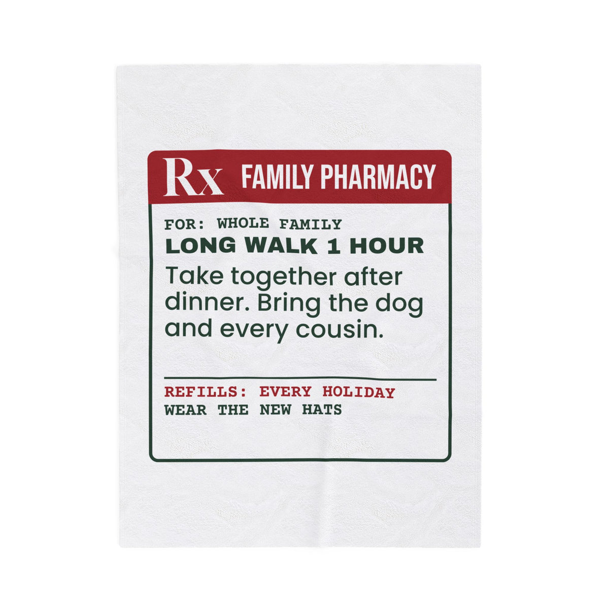Funny Family Christmas Throw Blanket After-Dinner Walk Prescription