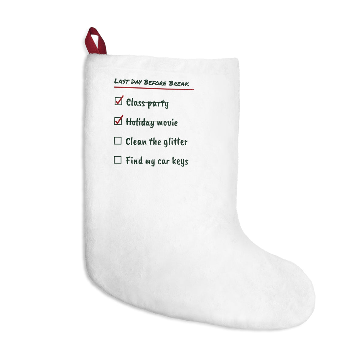 Funny Teacher Christmas Stocking Clean The Glitter Checklist