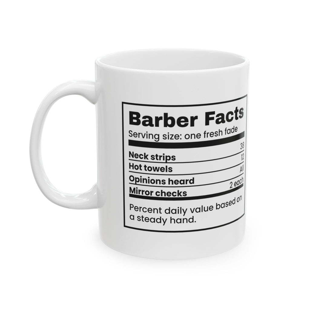 Funny Barber Mug Barber Facts Neck Strips Used Nutrition Label