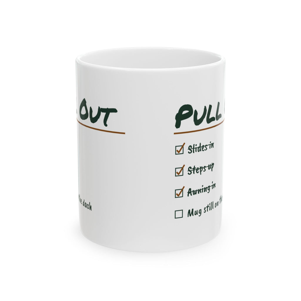 Funny RV Camping Coffee Mug Pull Out Checklist Mug Still On The Dash