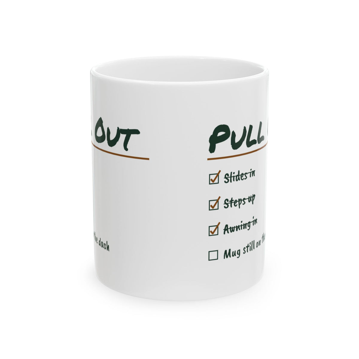 Funny RV Camping Coffee Mug Pull Out Checklist Mug Still On The Dash