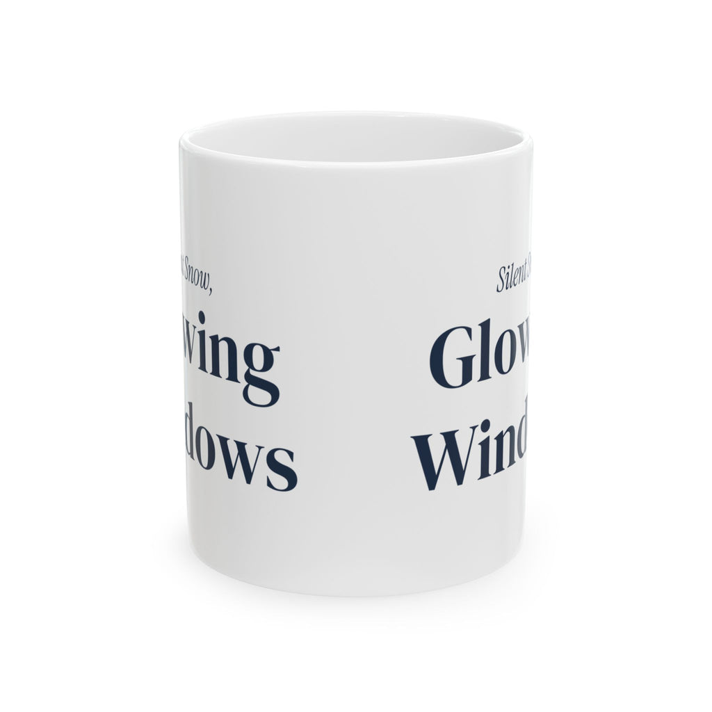 Cozy Winter Coffee Mug Silent Snow Glowing Windows