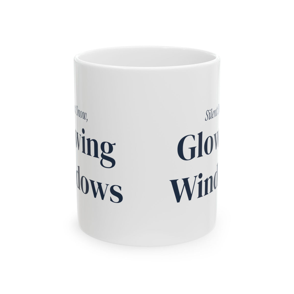 Cozy Winter Coffee Mug Silent Snow Glowing Windows