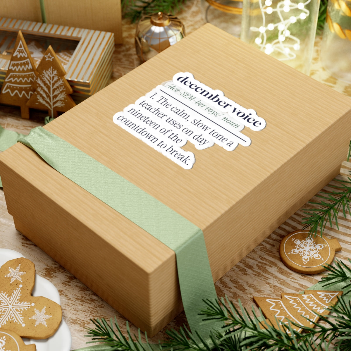 Funny Christmas Teacher Sticker December Voice Dictionary Definition