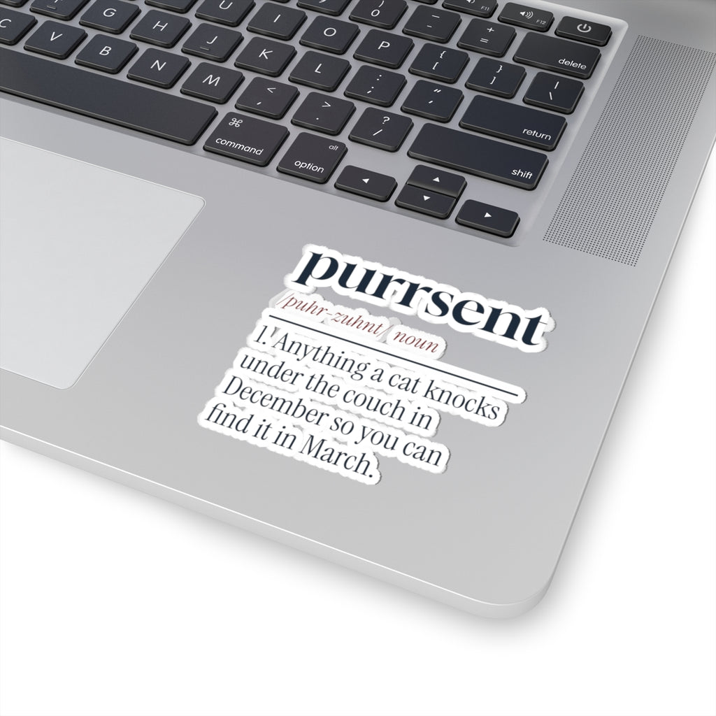 Funny Cat Christmas Sticker Purrsent Definition For Cat Owners