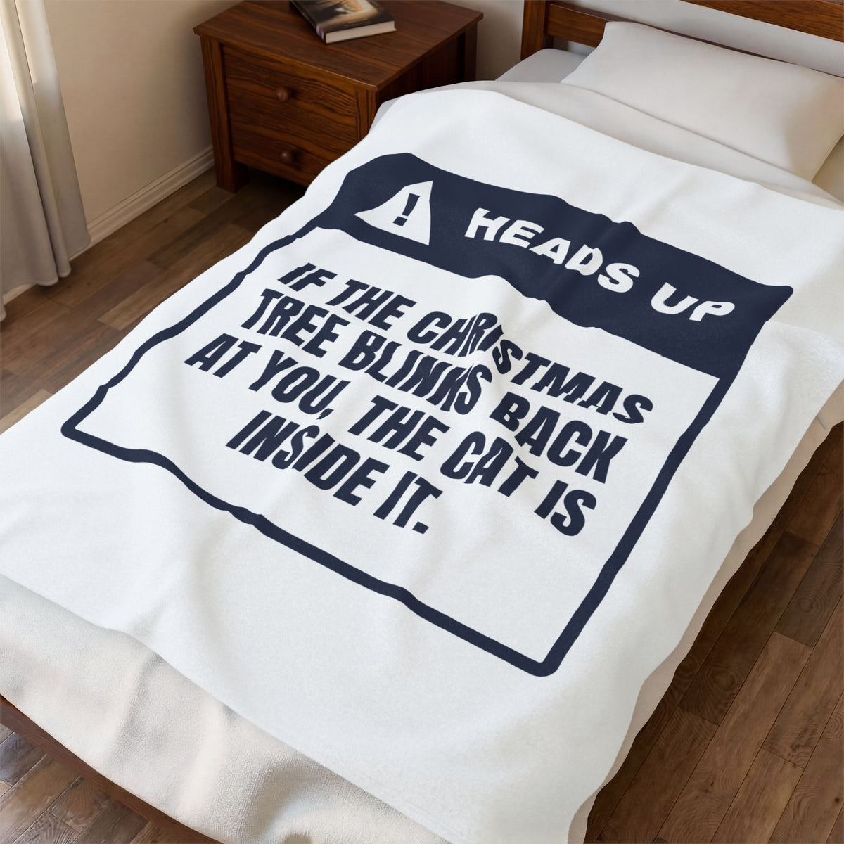 Funny Christmas Throw Blanket Tree Blinks Back Cat Warning For Cat Owners