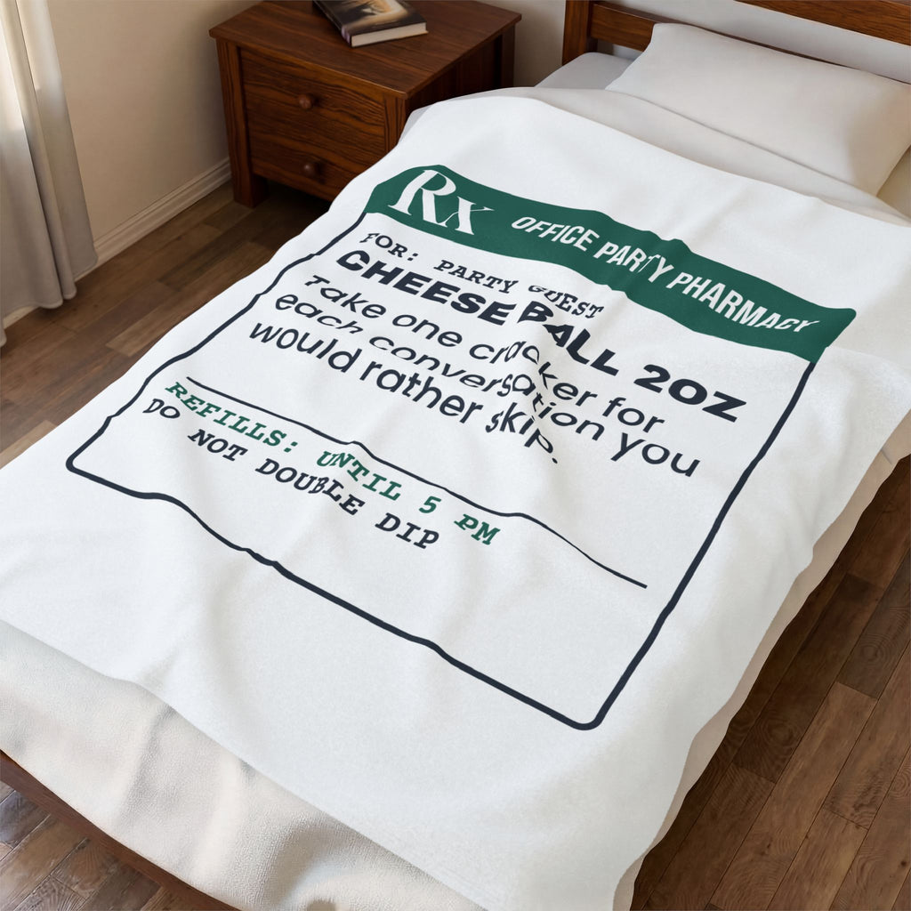 Funny Christmas Office Party Throw Blanket Cheese Ball Prescription