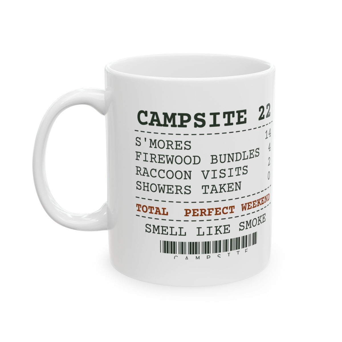 Funny Camping Coffee Mug Raccoon Visits 2 Showers Taken 0 Receipt
