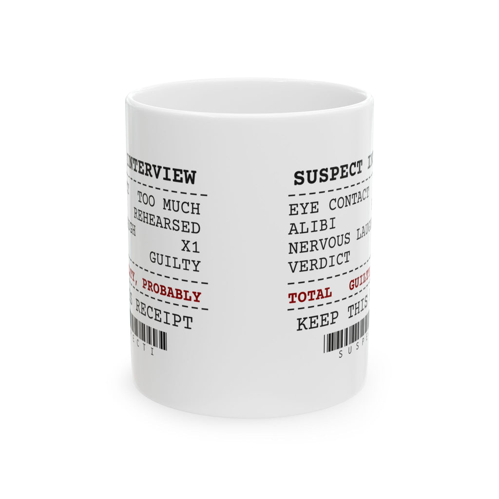 True Crime Coffee Mug Suspect Interview Guilty