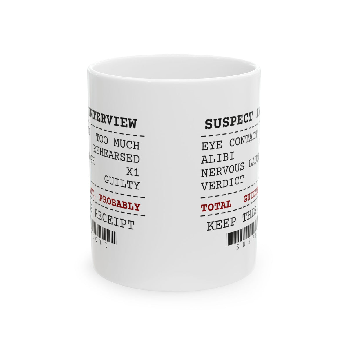 True Crime Coffee Mug Suspect Interview Guilty