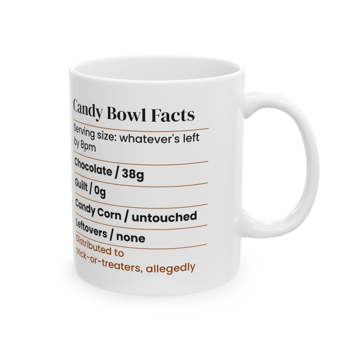 Funny Halloween Coffee Mug Candy Bowl Nutrition Facts For Candy Lovers