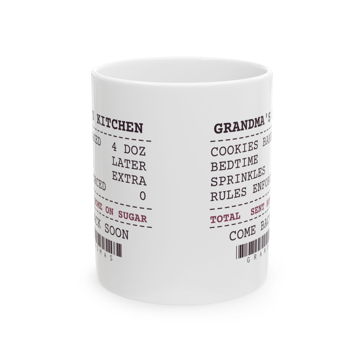 Funny Grandma Coffee Mug Grandma's Kitchen Receipt Rules Enforced Zero