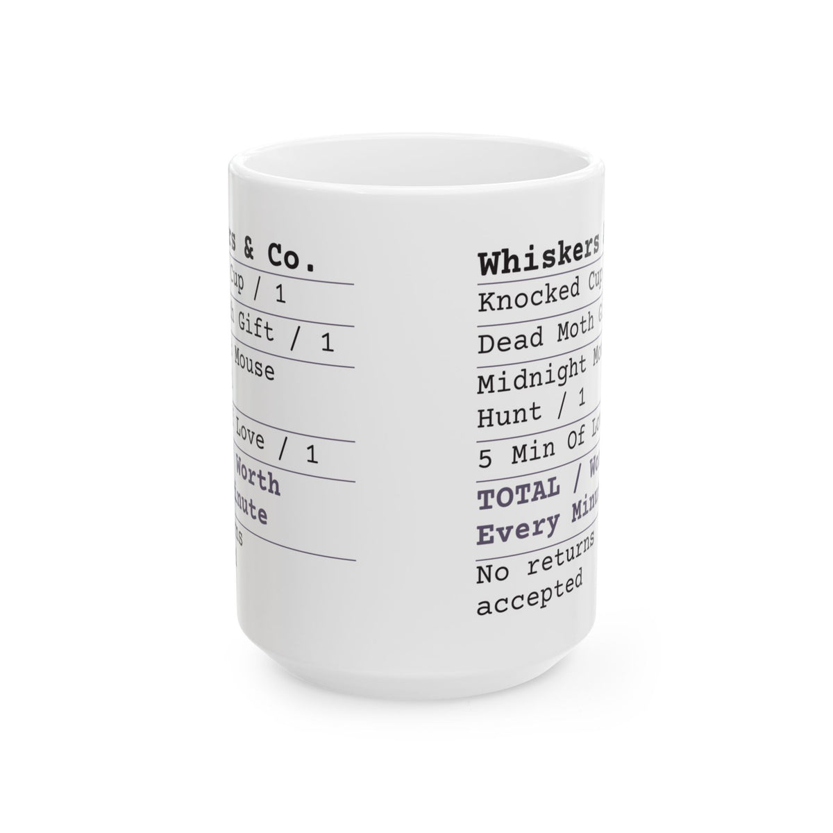 Funny Cat Coffee Mug Love Receipt Worth Every Minute For Cat Lovers