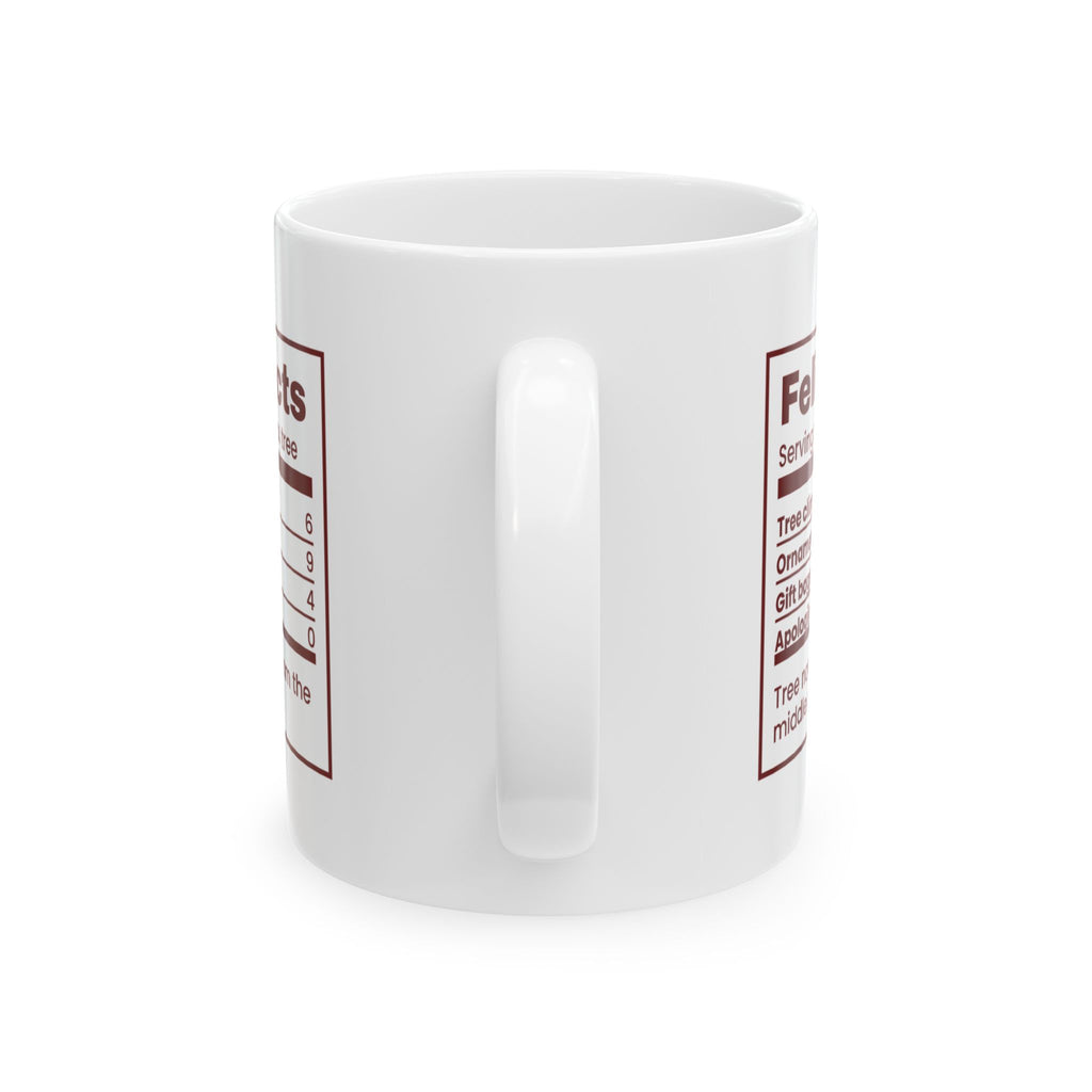 Funny Christmas Cat Coffee Mug Feline Facts Nutrition Label