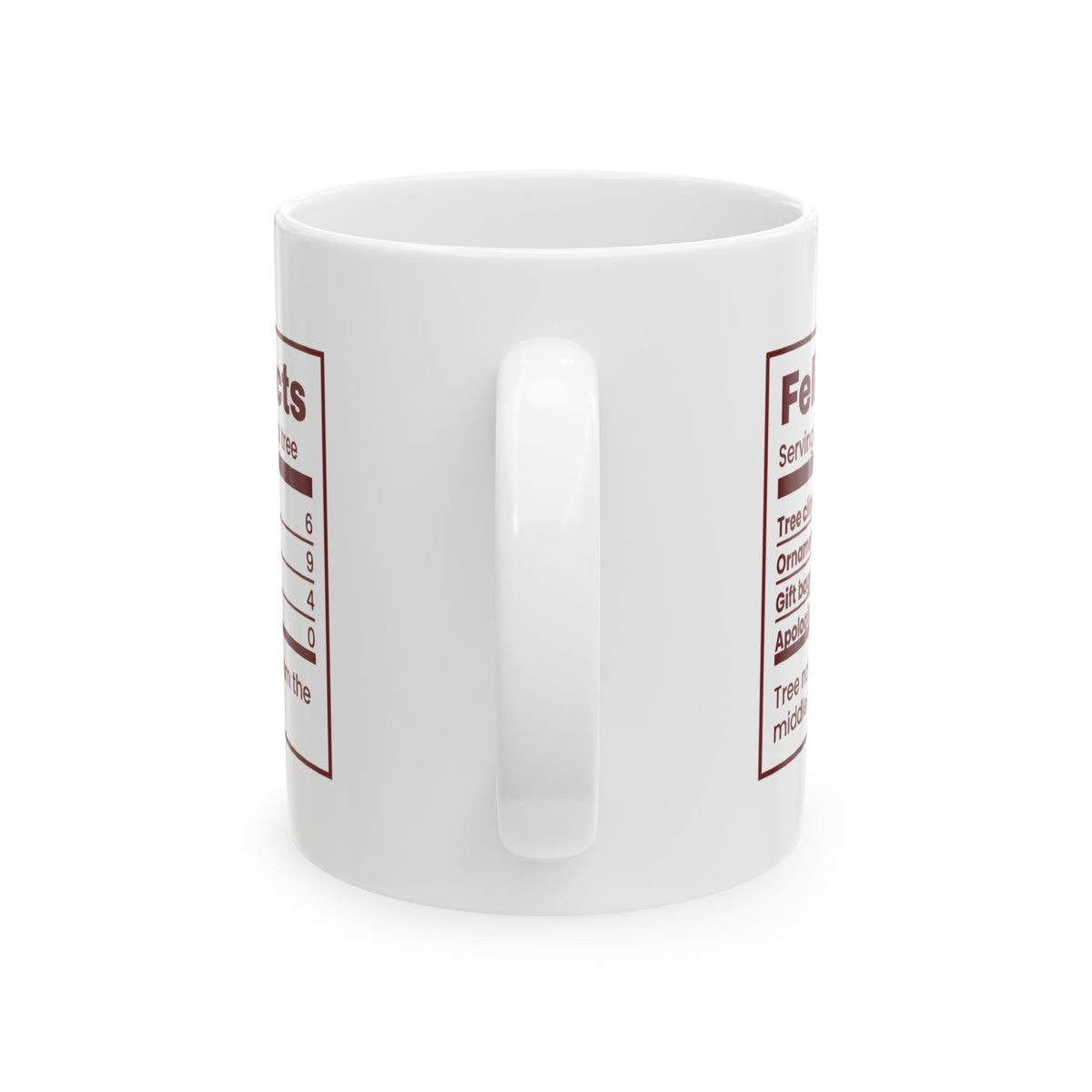 Funny Christmas Cat Coffee Mug Feline Facts Nutrition Label