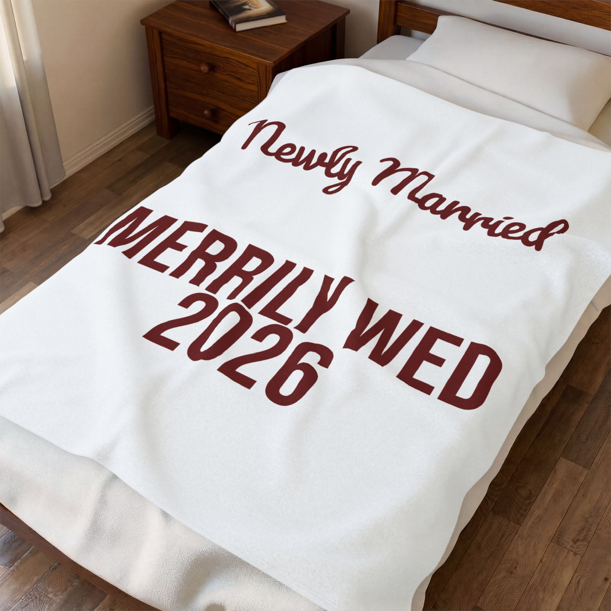 Newlywed Christmas Throw Blanket Newly Married Merrily Wed 2026