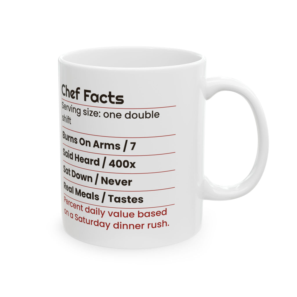 Funny Chef Coffee Mug Chef Facts Nutrition Label For Cooks