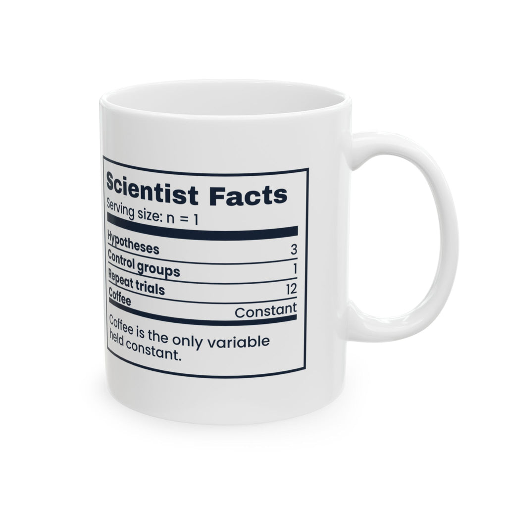 Funny Science Nerd Coffee Mug Scientist Facts Nutrition Label