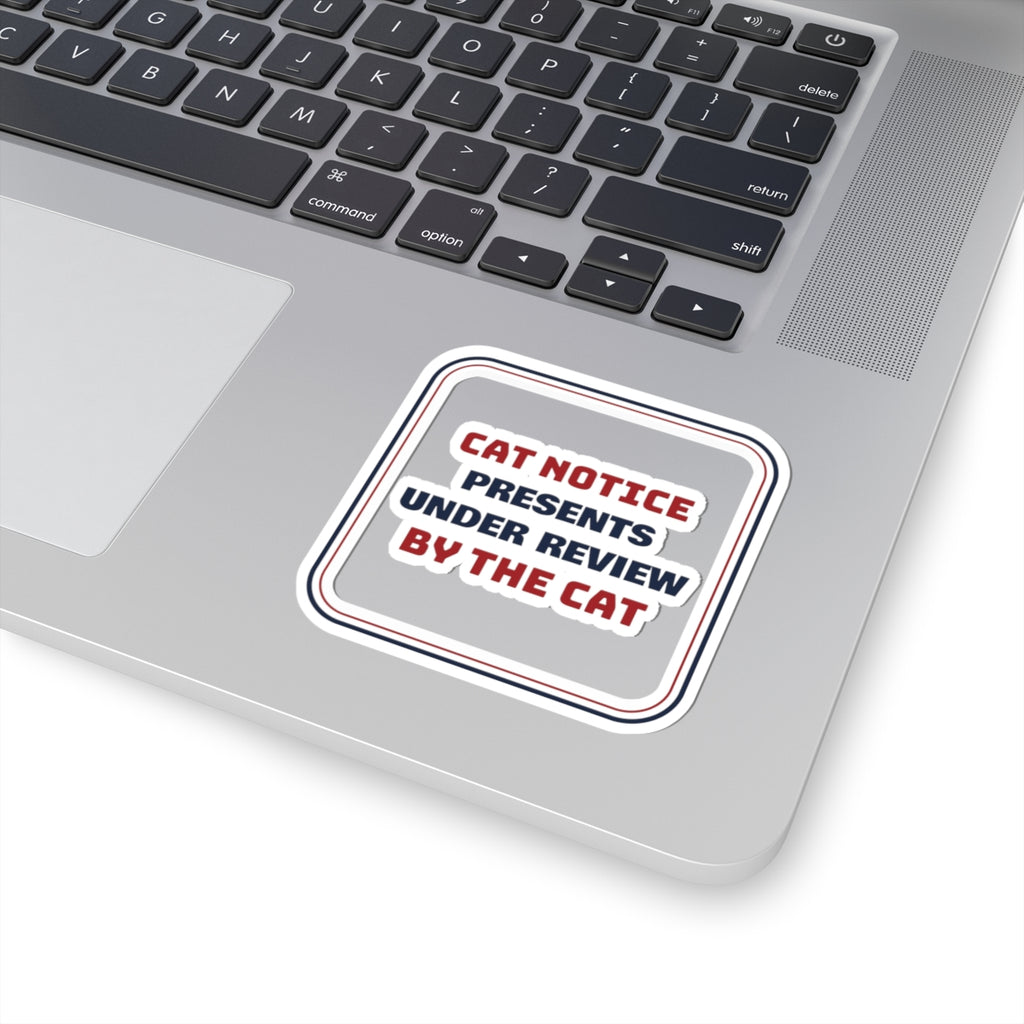 Funny Christmas Sticker Presents Under Review By The Cat Sign