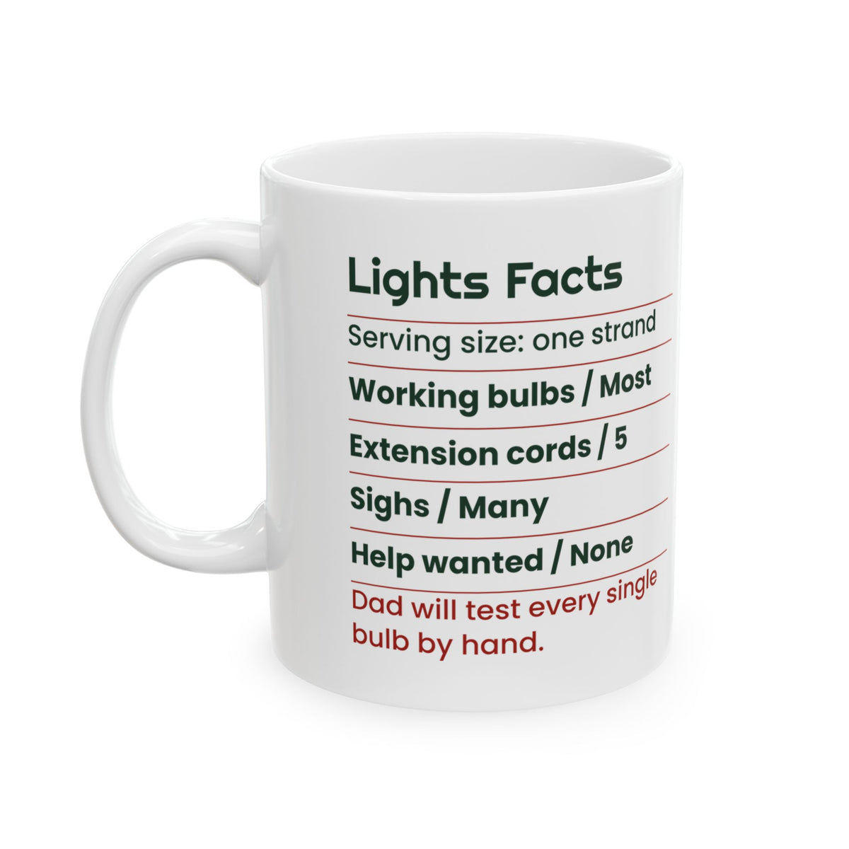 Funny Dad Christmas Coffee Mug Lights Facts Label For Dad