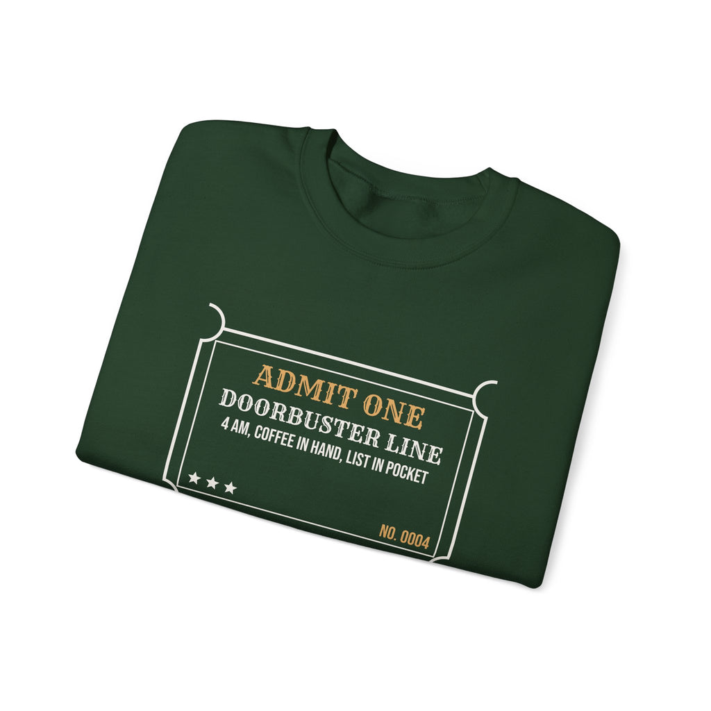 Funny Christmas Shopping Sweatshirt Doorbuster Line 4 AM Coffee In Hand